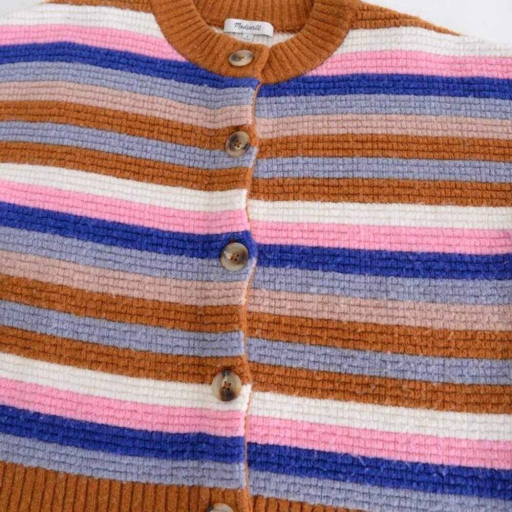 Madewell Striped Cardigan in Brown, Blue, Pink, Lavender, White - Picture 7 of 10